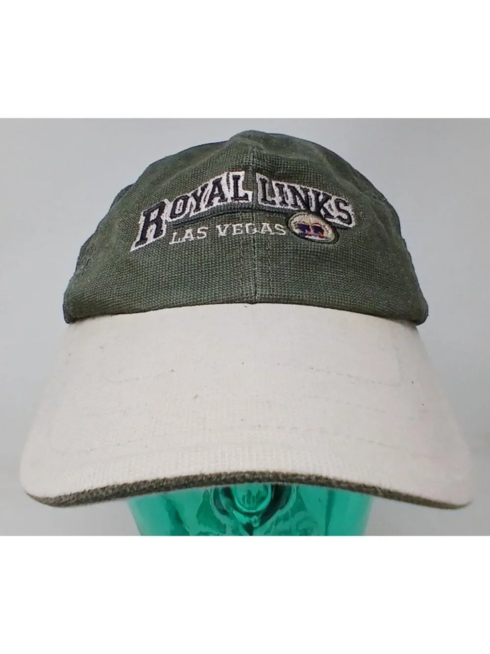 Royal Links Las Vegas Green & Beige Distressed Golf Hat Imperial Adj Strap #D-15